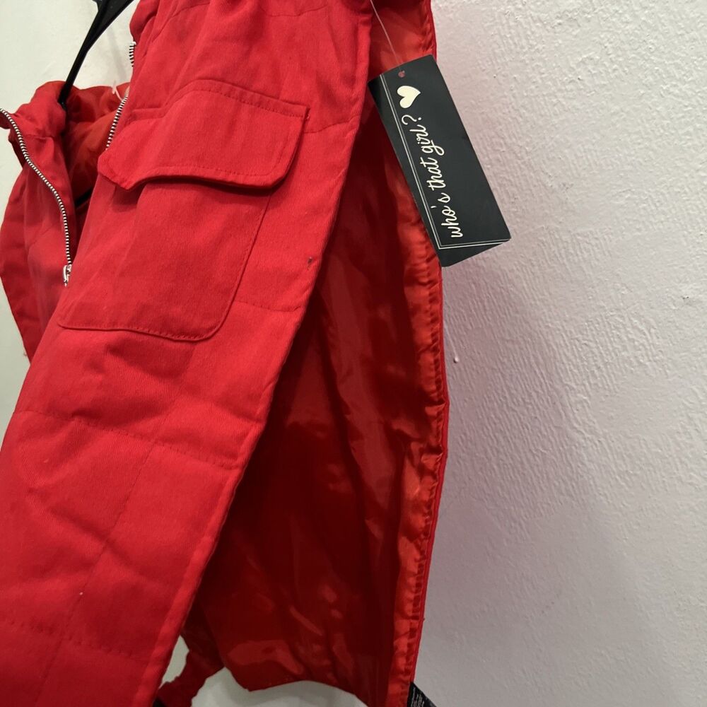 Who’s That Girl Vest Jacket Lined 2XL Red Zip Up - Picture 8 of 10